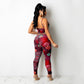 Suspender Mesh Printed Jumpsuit