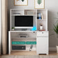 Computer Desk With Hutch & Bookshelf,Wood Executive Desk Teens Student Desk Writing Laptop Home Office Desk With Drawers,3 AC Outlets And 2 USB Charging Ports,Study Laptop Table For Home