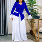 Fashion Flared Sleeves Top Pleated Wide-leg Pants Suit Two-piece Set