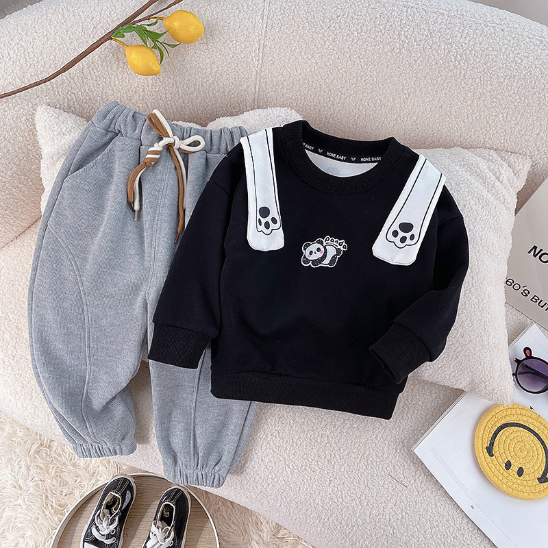 Spring And Autumn Children Sweater Pants Suit