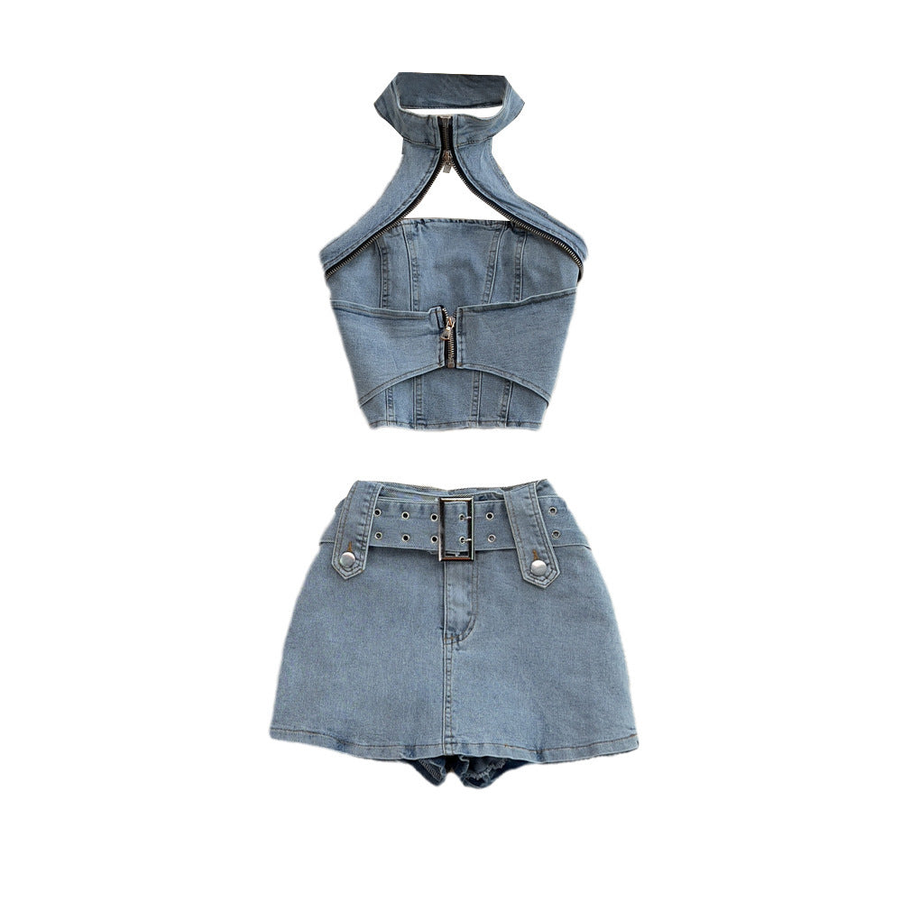 Hanging Neck And Backless Fashion Suit