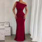 Off-the-shoulder Waist Pleated Sleeveless Dress