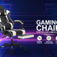 Gaming Chair With Footrest, Ergonomic Computer Chair With Headrest And Lumbar Support, Breathable Material Height Adjustable Video Game Chairs For Adults, Black White