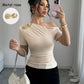 Shoulder Metal Decorative Pleating Short-sleeved T-shirt