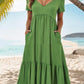 Casual Solid Color And V-neck Pocket Dress