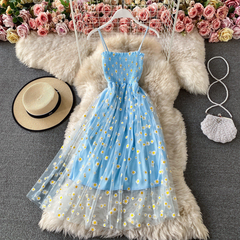 Women's Casual Sling Floral Skirt French Dress
