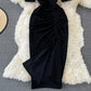 Shiny Silk Dress Temperament Goddess Waist Small Buttocks
