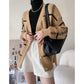 Large Check Loose Long Sleeve Sweater Jacket