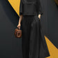 European And American Fashion Suit Solid Color Short Sleeve Loose Trousers Two-piece Set