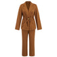 Fashion Striped Lapel Two-piece Suit Suit Drawstring Coat Trousers