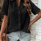Women's Fashion Casual Button Front Corner Collar Shirt