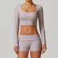 Threaded Tight Long-sleeved T-shirt Yoga Clothes Breathable Quick-drying Top Fitness Exercise
