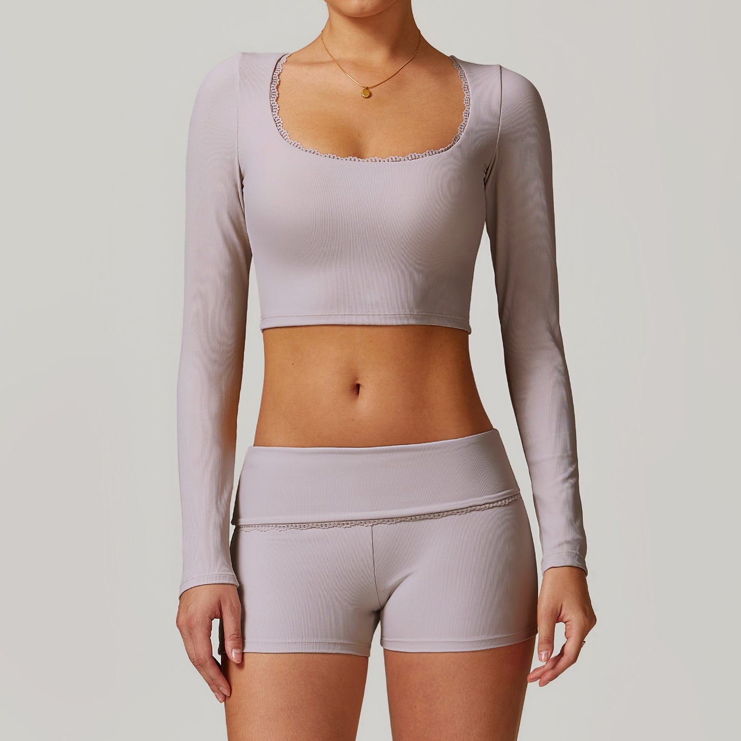 Threaded Tight Long-sleeved T-shirt Yoga Clothes Breathable Quick-drying Top Fitness Exercise
