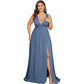 Robe trapèze ample sans manches à col en V profond