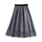 Spring And Summer Elastic High Waist Slimming Lace Crochet Hollow Large Swing A- Line Umbrella Skirt