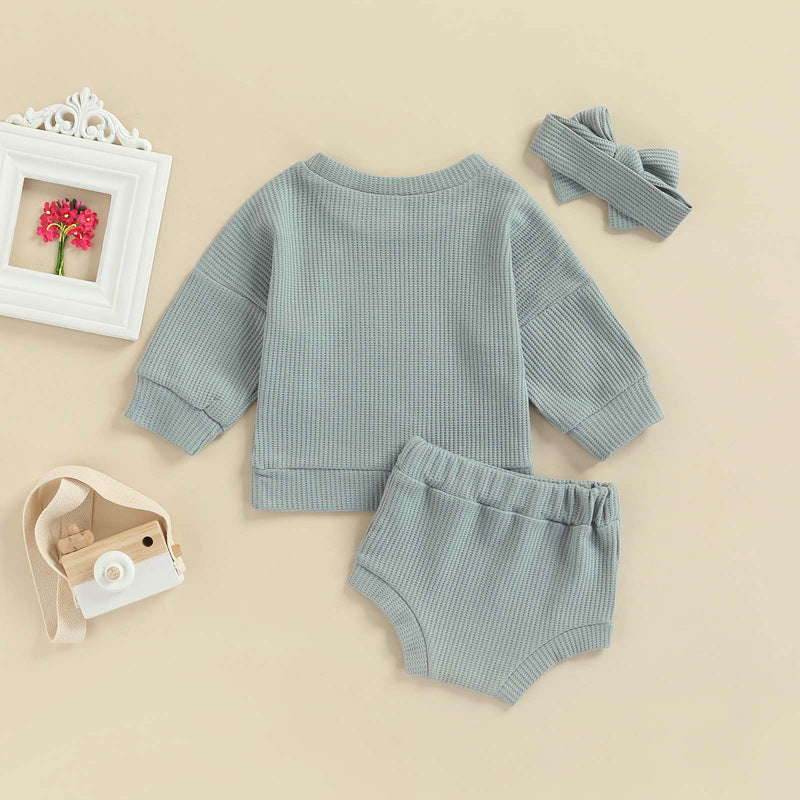 Infant Spring And Summer T-shirt Shorts Solid Color Suit