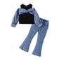 Micro-flare Denim Pants Two-piece Set