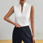 European And American Women's Top Solid Color And V-neck Slim Fit Slimming Sleeveless Texture Short Sleeve