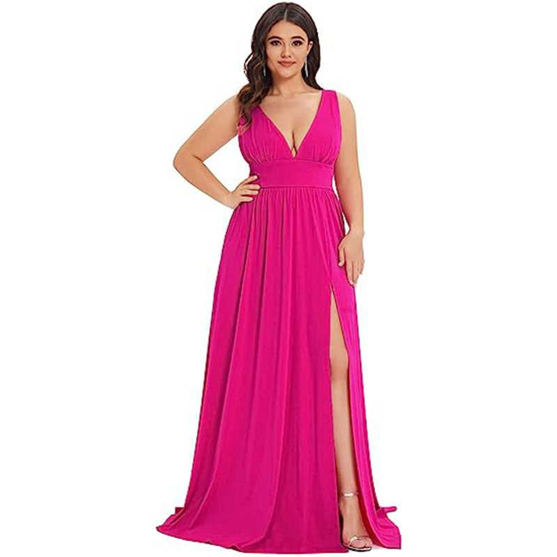 Robe trapèze ample sans manches à col en V profond