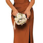 Off-the-shoulder Satin Bridesmaid Corset Ball Gown