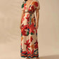 Women's Deep V-neck Printed Fashion Wide-leg Jumpsuit