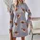 Robe pull à manches longues et col rond pour femme, imprimée rugby