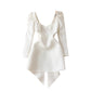 Women's Hollowed-Out Backless Dress With Bow Decoration And Defined Waist