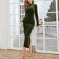 Split Sheath Long Sleeve Velvet Dress