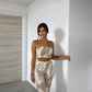 Fashion Printed Camisole High Waist Bag Buttocks Pants Casual Suit