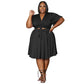 Women's New Arrival Ruffled Sleeve Lace-up Short Skirt With Pockets V-neck Plus-size Skirt Set