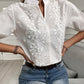Women's Fashion V-neck Stand Collar Embroidery Lace Blouse Shirt