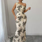 New Arrival Printed Off-shoulder High-waist Sheath Dress