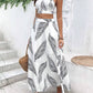 Tropical Print Tie Backless Cami Top & Split Thigh Skirt Two Piece Set
