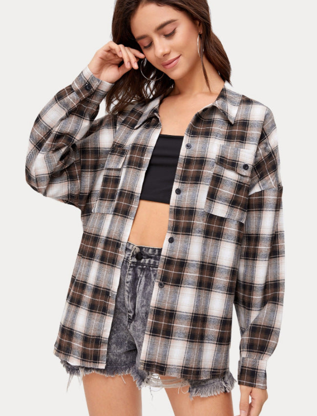 Lapel Long-sleeved Temperament Multicolor Shirt