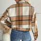 Plaid Lapel Cropped Jacket With Pockets Fashion Button Long Sleeve Short Outwear Tops Coat For Womens Clothing
