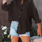 Women's Fashion Polo Collar Pocket Candy Color Shirt Top