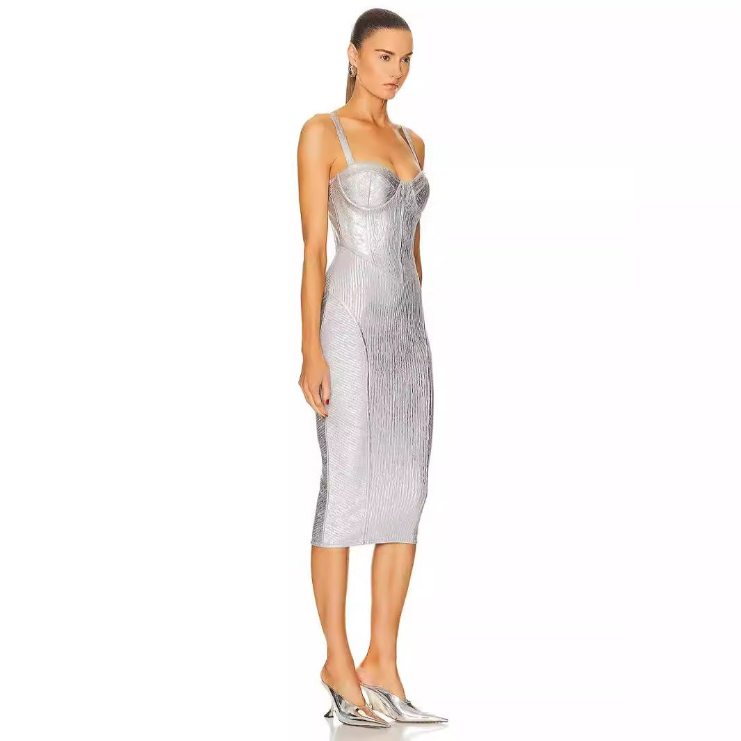 New Silver Fabric Dress Autumn