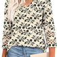 Solid Color Loose V-neck 34 Sleeves Women
