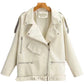 Chain Loose Female PU Leather Jacket Ladies Jacket