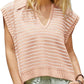 Spring And Summer New V-neck Basic Knitted Short Sleeve Casual All-matching Tops