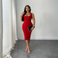 New High-waisted, Body-hugging Red Slip Dress