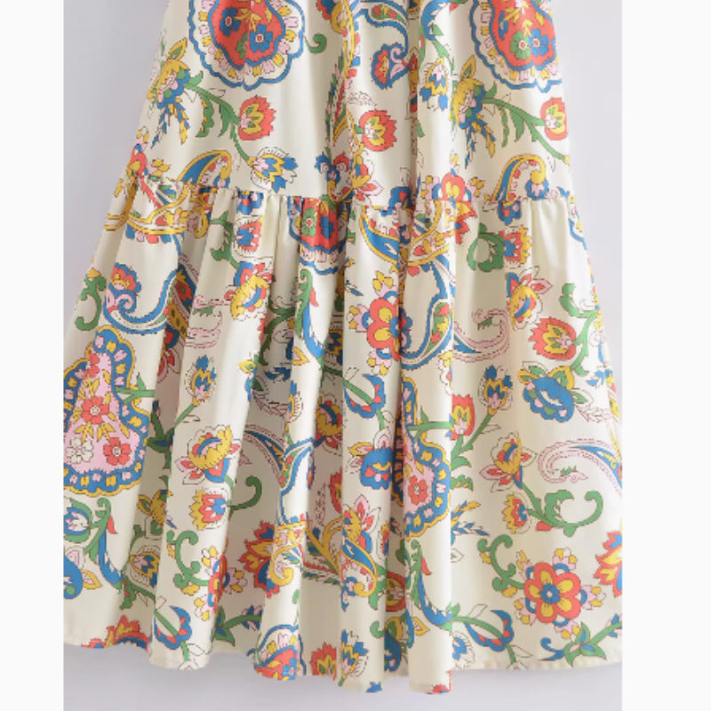 Robe à bretelles imprimées de style ethnique