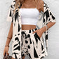 Printed Set Loose-fitting Shirt And Shorts Two-piece