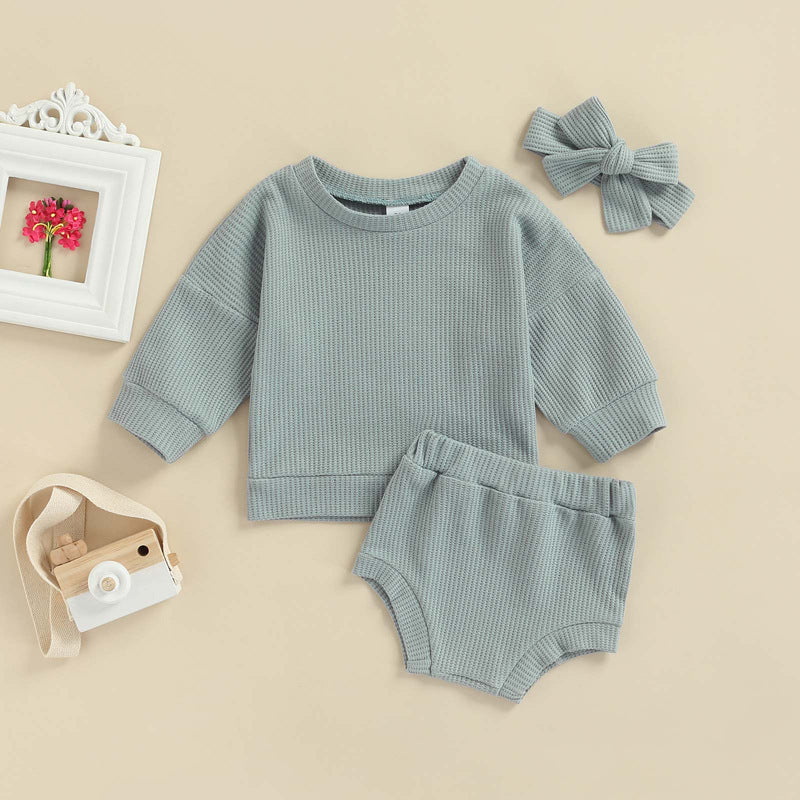 Infant Spring And Summer T-shirt Shorts Solid Color Suit