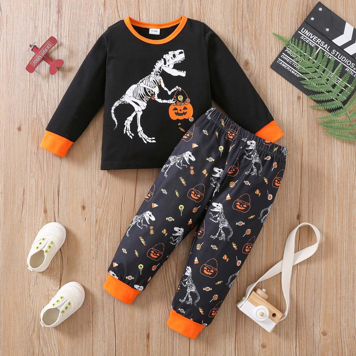 Halloween Day Boy Full Print Pumpkin Lamp Suit