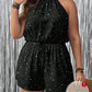 Strap Halter Printed Sleeveless Shorts Loose-fitting Jumpsuit