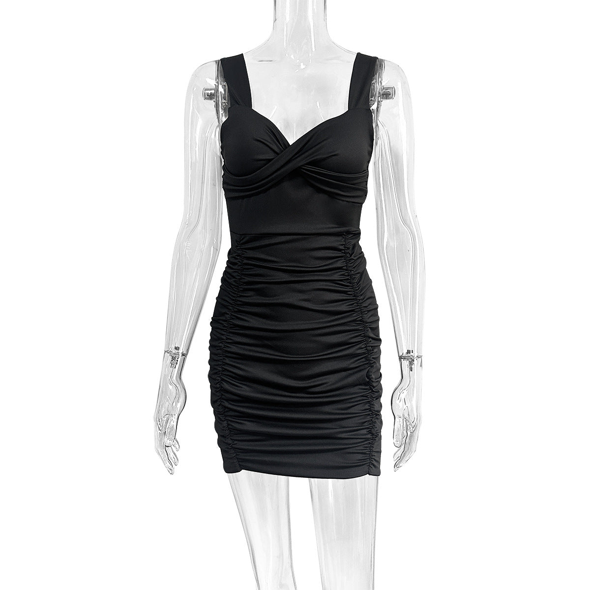 Pleated Skinny Sheath Slim Fit Dress