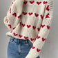 Loose Heart Jacquard Pullover