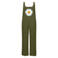 Women's Outer Flower Overalls Cotton Linen Buttons