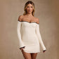 Womens Strapless Halterneck Dress With A Fitted Waist And Long Sleeves